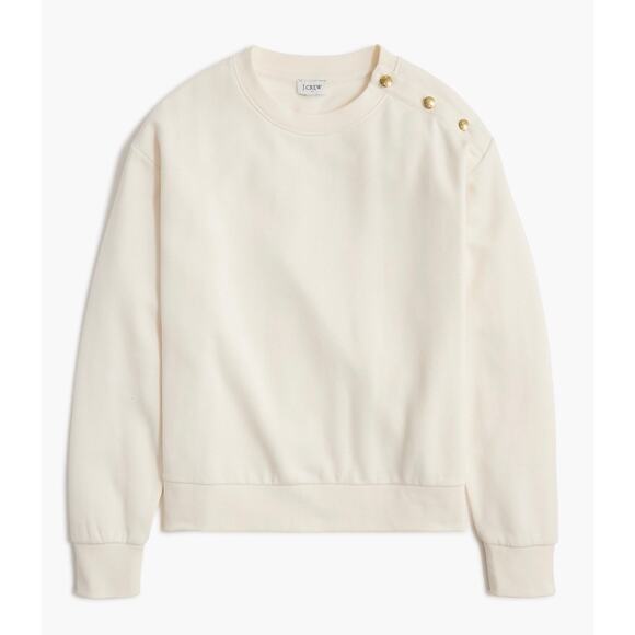 J.Crew NWT Women’s Cream Button Shoulder Solid Crewneck Pullover Sweater size S - Picture 1 of 7